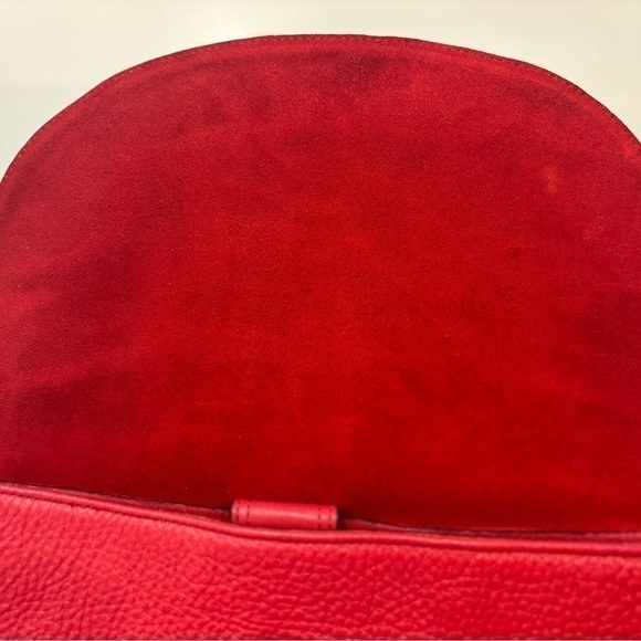 Mulberry Red Pebbled Leather Crossbody – Tree Logo, British Designer - Picture 8 of 14